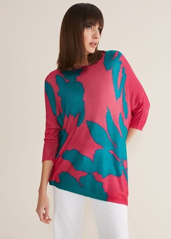 Phase Eight Madison Printed Asymmetric Hem Knitwear Multicolor USA | 3291857-CB